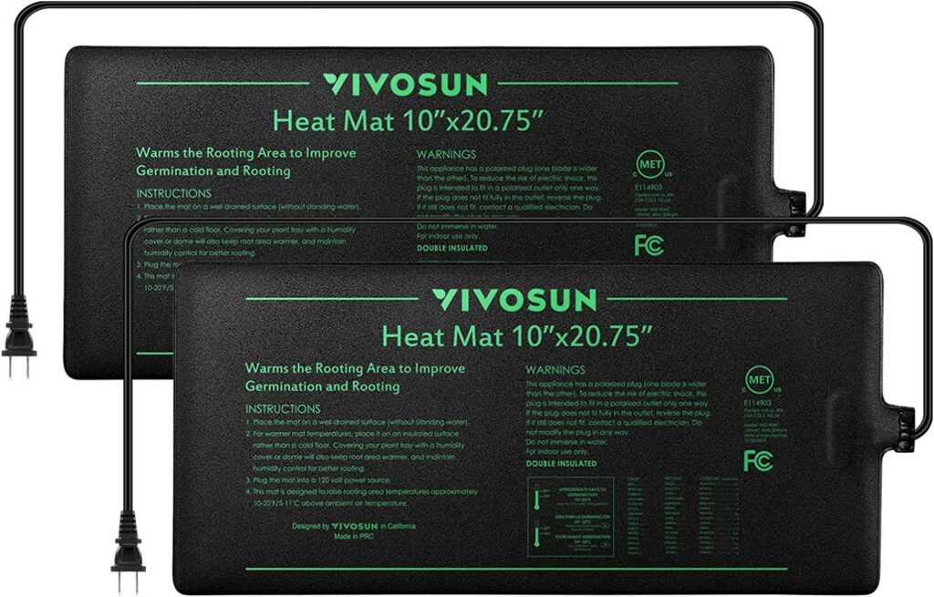 VIVOSUN 2 Pack Durable Waterproof Seedling Heat Mat Warm Hydroponic Heating Pad 10" x 20.75" MET Standard 