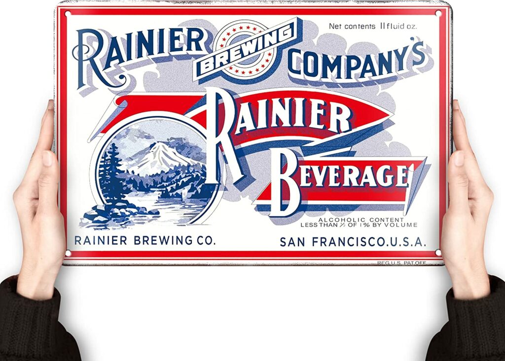 Clolinse Rainier Beer Signs | Man Cave Decor | Bar Vintage Metal Tin Signs | Garage Retro Home decor | Wall Poster Funny Cool Things Stuff For House Shop Room Coffee 8*12 Inch