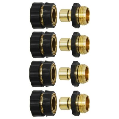 Twinkle Star 3/4 Inch Garden Hose Fitting Quick Connector Male and Female Set, 4 Set
