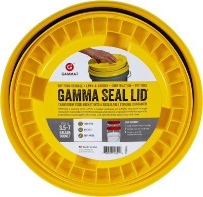 GAMMA2 Gamma Seal Lid - Pet Food Storage Container Lids - Fits 3.5, 5, 6, & 7 Gallon Buckets, Yellow