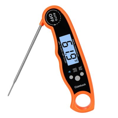 Comluck Instant Read Meat Thermometer - CA001 Digital Oven Cooking Food Min Max Thermometer Magnetic Waterproof with Backlight for Adults Kitchen Grill Steak Outdoor BBQ Barbecue Baking