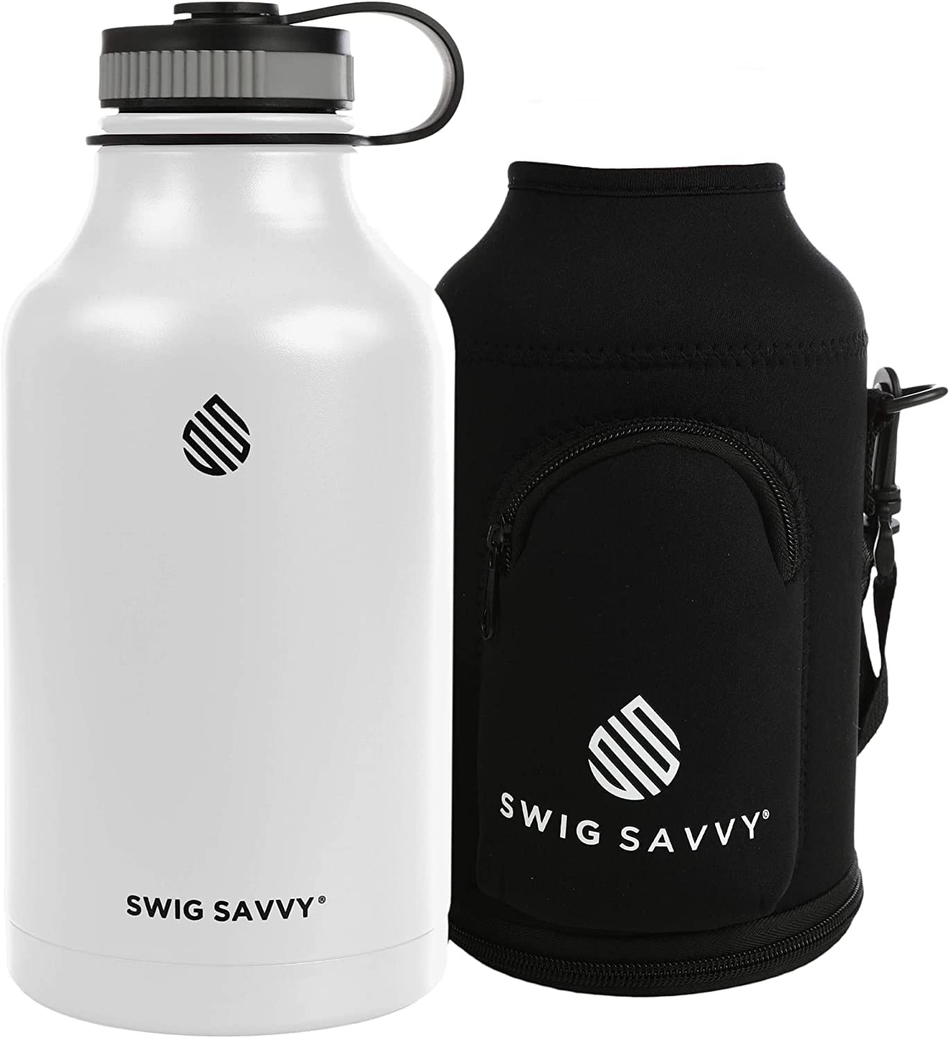 Swig Savvy 64 oz Stainless Steel, Double Wall Growler + Insulating ...