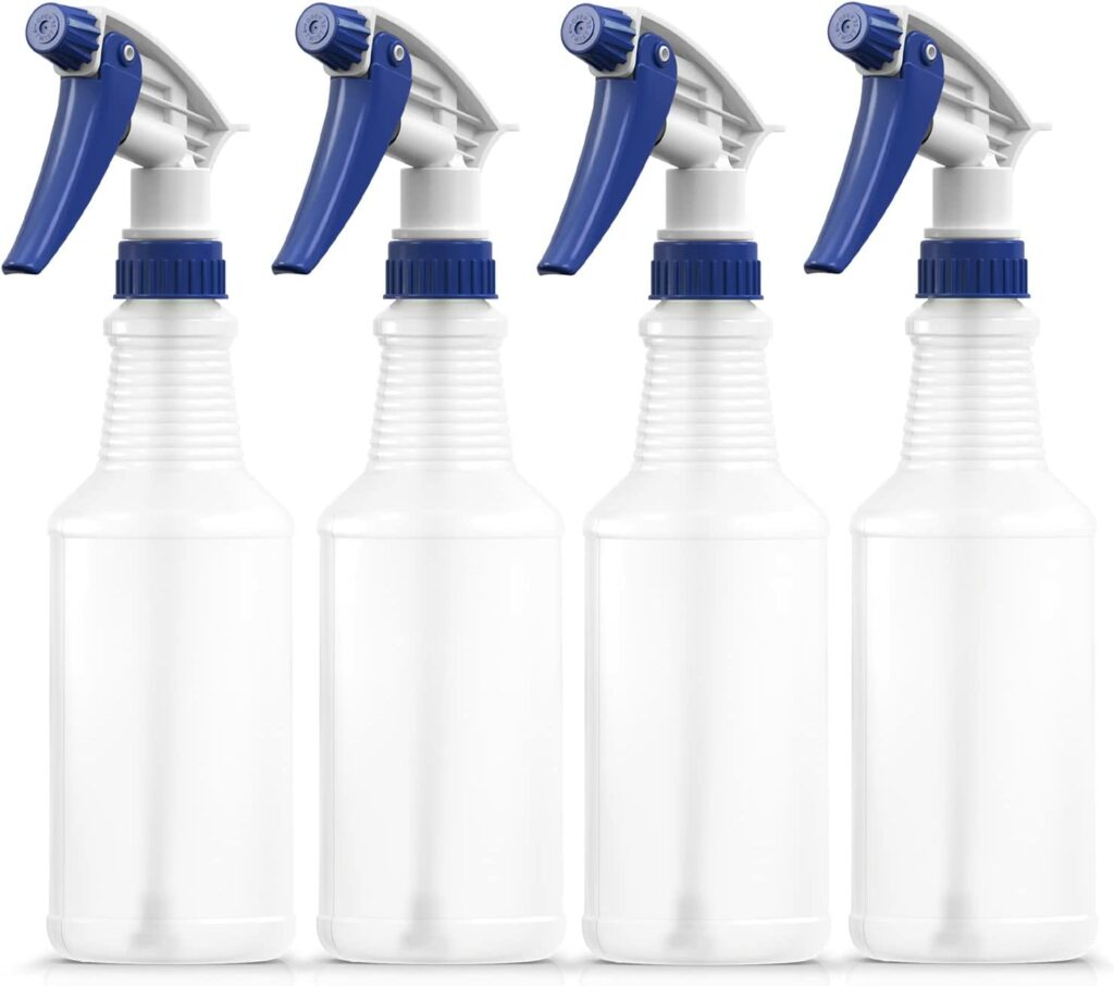 Bar5F Plastic Spray Bottles Empty 16-Ounce for Chemical and Cleaning Solutions Adjustable Head Sprayer Fine to Stream 4-Pack