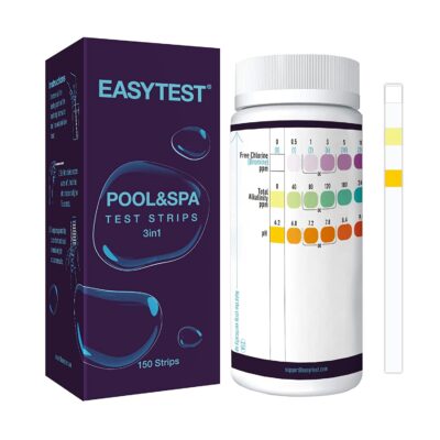 EASYTEST Pool and Spa Test Strips, 150 Strips Pack for Hot tub-Test pH,Total Alkalinity,Free Chlorine and Bromine, Accurate 3 in 1 Pool Water Testing Kit