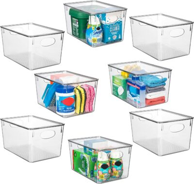 ClearSpace Plastic Storage Bins With lids – Perfect Kitchen Organization or Pantry Storage – Fridge Organizer, Pantry Organization and Storage Bins, Cabinet Organizers - 8 Pack