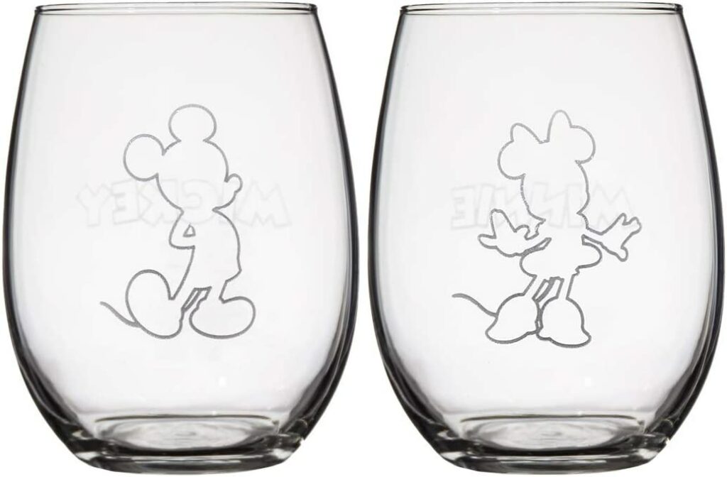 Disney Classics Collectible Stemless Tumbler Glass Sets - 16 Ounces - Set of 2 (Mickey & Minnie)