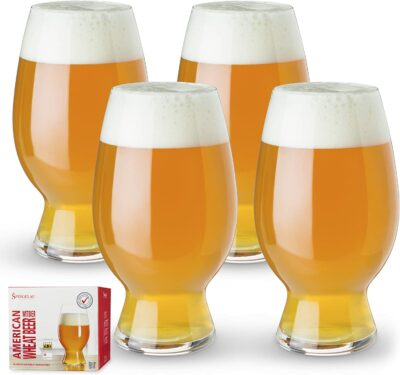 Spiegelau Craft Beer Wheat Beer Glasses, Set of 4, European-Made Lead-Free Crystal, Modern Beer Glasses, Dishwasher Safe, Professional Quality Witbier Glass...