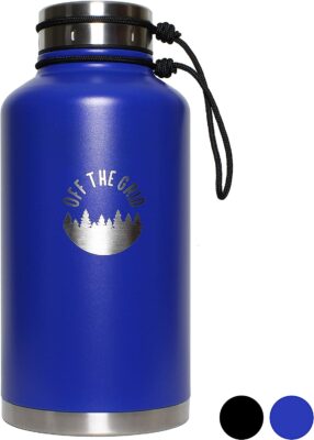 Stainless Steel Growler - Double Walled 64 oz Water Bottle (Half Gallon) Extra Large - Oversized Vacuum Insulated Wide Mouth Tumbler for Keeping Beer Cold & Carbonated (Blue, 64 oz)