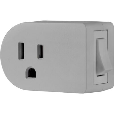 UltraPro Grounded Power Switch, Outlet Extender, 3-Prong, Easy to Install, for Indoor Lights and Small Appliances, Energy Efficient Adapter, Space Saving Design, UL Listed, Gray, 45203