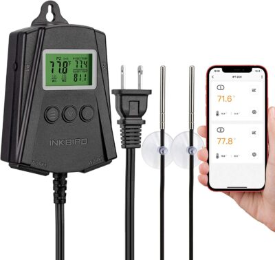 Inkbird WiFi Heat Mat Reptile Thermostat Controller Temperature Controller with 2 Probes and 2 Outlets, IPT-2CH Reptiles Heat Mat Thermostat (Max 250W per Outlet). 