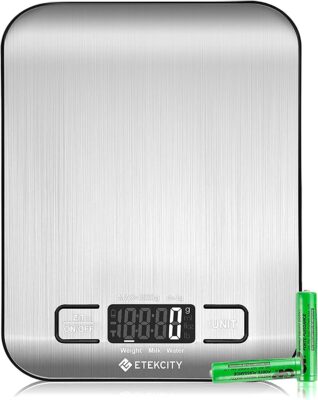 Etekcity Food Kitchen Scale, Digital Grams and Ounces for Weight Loss, Baking, Cooking, Keto and Meal Prep, Medium, 304 Stainless Steel 