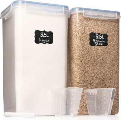 Extra Large Food Storage Containers with Airtight Lids, Set of 2 (8.5L / 287 Oz) MAXIMIZE Storage Space for Flour Sugar Rice Baking Supply, Kitchen & Pantry Bulk Food Storage for Kitchen Organization