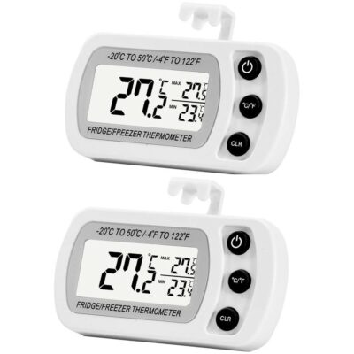 LinkDm 2 Pack Digital Refrigerator Freezer Thermometer,Max/Min Record Function with Large LCD Display