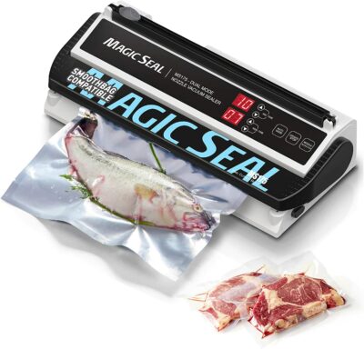 Magic Seal MS175 Vacuum Sealer Machine for Food Preservation, Nozzle Type, Compatible with Mylar Bags, Extra-Wide 8 mm Sealing Bar, Adjustable Vacuum and Sealing Time, Automatic and Manual Mode