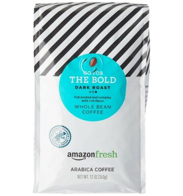 AmazonFresh Dark Roast Whole Bean Coffee, 12 Ounce (Pack of 3)