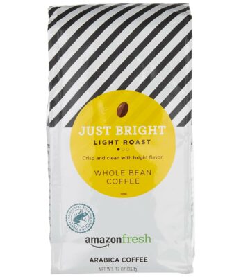 AmazonFresh Just Bright Whole Bean Coffee, Light Roast, 12 Ounce