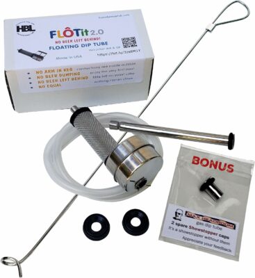 FLOTit 2.0 with Max Headroom gas dip tube & a HOOK tool - No Beer Left Behind Floating Dip Tube with DFI for always clear beer, less beer waste and no clogging. Ideal for fermenting in kegs. 