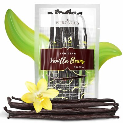 12 Large Tahitian Vanilla Beans - Vacuum Sealed Grade A Vanilla Pods - Rich, Creamy Flavor & Aroma - Ingredients for Baking, Homemade Extract, Paste, Brewing, Coffee, Cooking - , 12-Pack
