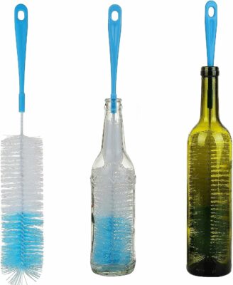 ALINK 3-Pack Long Bottle Cleaning Brush for Narrow Neck Beer, Wine, Flask, Thermos, Sportwell, Pitcher, Brewing Bottle Cleaner, 16 Inches