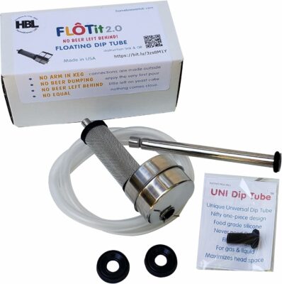 FLOTit 2.0 with UNI dip tube - No Beer Left Behind Floating Dip Tube with Double Filter Inlet (DFI) of 500/300 micron for always clear beer, less beer waste and no clogging.