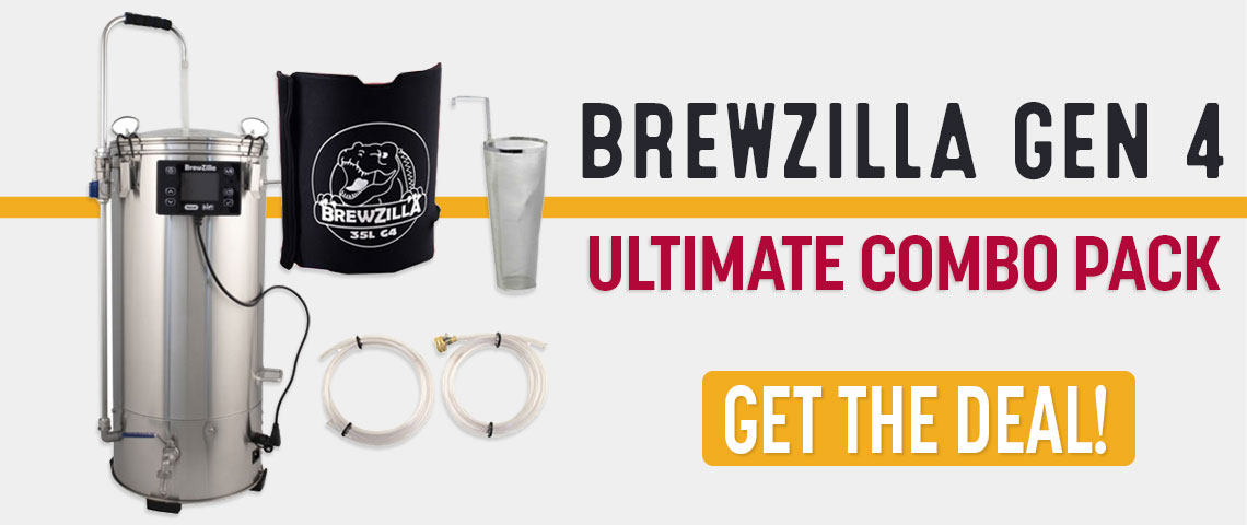BrewZilla Ultimate Combo Pack | Gen 4 BrewZilla All Grain Brewing System | WiFi/Bluetooth/RAPT Enabled | Neoprene Jacket, Hop Spider & Wort Chiller Connection Kit Included | 9.25G | 35L | 110V