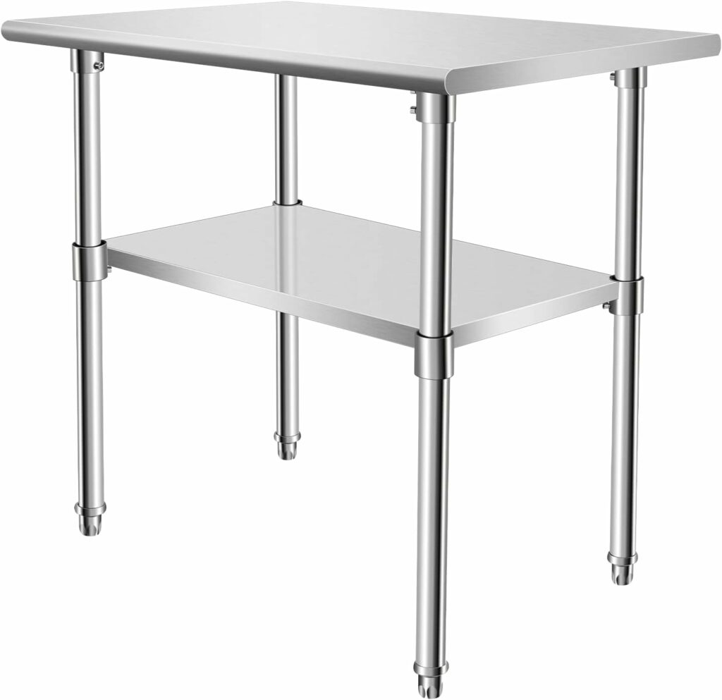 HASOPY Stainless Steel Work Table 24" X 36",Heavy Duty Food Prep Metal Table with Adjustable UnderShelf,Commercial Worktable for Home Kitchen Restaurant Garage Warehouse Outdoor