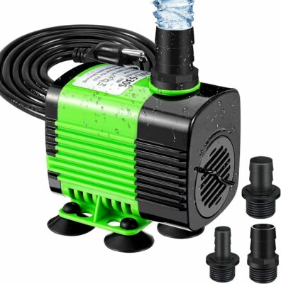 Winkeyes Fountain Pump 528GPH with 86" Lift, 30W Small Submersible Fountain Water Pump for Outdoor Indoor Tabletop Water Fountain, Aquarium, Fish Tank, 5.5ft Power Cord, 3 Nozzles (Green-30W) 