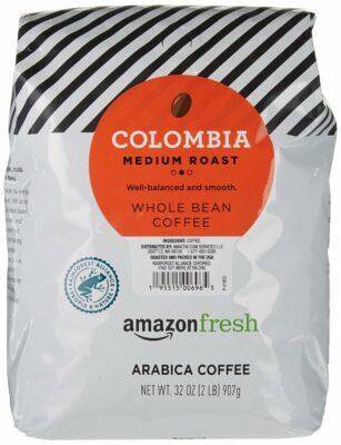Amazon Fresh Colombia Whole Bean Coffee, Medium Roast, 32 Ounce 