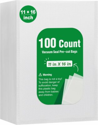 Syntus 100 Count Vacuum Sealer Bags Gallon 11 x 16 inch for Seal a Meal, Commercial Grade Heavy Duty Precut Seal Bags, Food Vac Bags for Storage, Meal Prep or Sous Vide