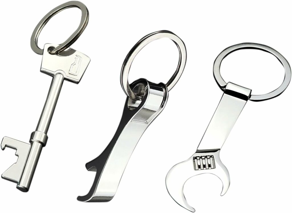 3 Pcs Beer Bottle Openers, Small Alloy Bottle Opener With Key Chain are Conveniently to Carry and Wldely Used for Party, Daily Life, Travel and Good Gifts for Festivals (Wrench Key F)