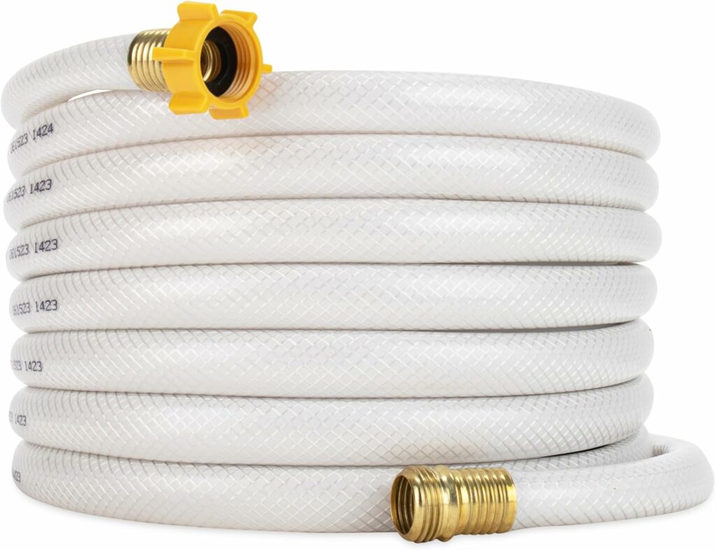 Camco TastePURE 25-Ft Water Hose - RV Drinking Water Hose Contains No Lead, No BPA & No Phthalate - Features Diamond-Hatch Reinforced PVC Design - 5/8” Inside Diameter, Made in the USA (22783)