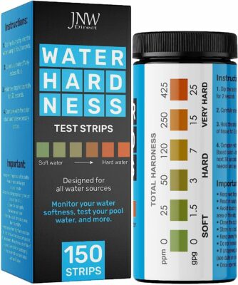 Water Hardness Test Strips - Quick and Accurate Water Softener Test Strips - Hard Water Test Strips with eBook - Ultimate Test Kit for Water Hardness - 150 Test Strips by JNW Direct 