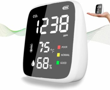 CO2 Monitor | Detector with Air Quality 4-in1 | Carbon Dioxide Detector | Humidity Meter Sensor with Indoor Thermometer | Digital Higrometer for Indoor Humidity and Temperature | Version 2024
