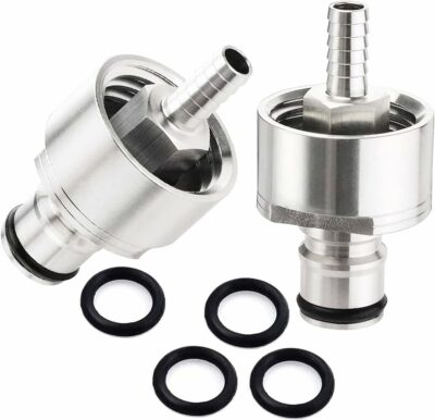 Stainless Steel Carbonation Cap, 2 PCS Ball Lock Keg Post 5/16'' Beer Line Nipple Barb & CO2 Coupling for Soda Drink, PET Bottles Counter Pressure Bottle Filling Cap with Gasket &O-Rings
