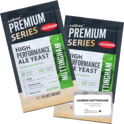 LalBrew Nottingham Brewing Yeast (2 Pack) - Make Beer at Home - 11 g Sachets - Saccharomyces cerevisiae - Sold by CAPYBARA Distributors Inc.
