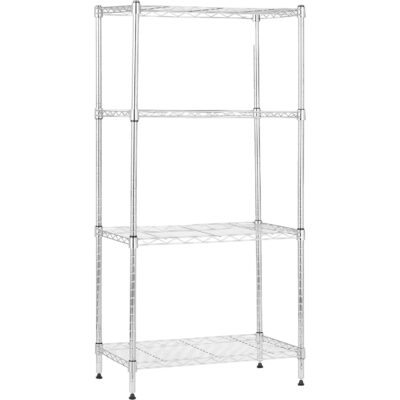 Amazon Basics 4-Shelf Narrow Adjustable Storage Shelving Unit, 200 Pound Loading Capacity per Shelf, Steel Organizer Wire Rack, 13.4"D x 23.2"W x 48"H, Chrome