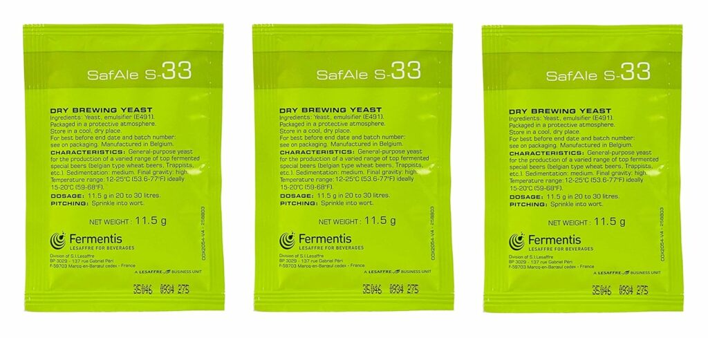 Fermentis SafAle S-33 Beer/Ale Yeast - Pack of 3 - With North Mountain Supply Freshness Guarantee