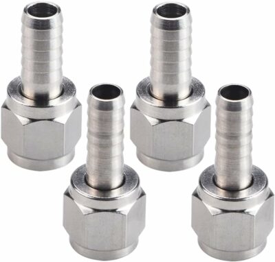 2 Pair Hose Swivel Nut Barb, 3/16'' Barb & 5/16'' Barb, Stainless Steel 1/4" MFL Quick Disconnects Fittings for Home Brewing Keg by PERA