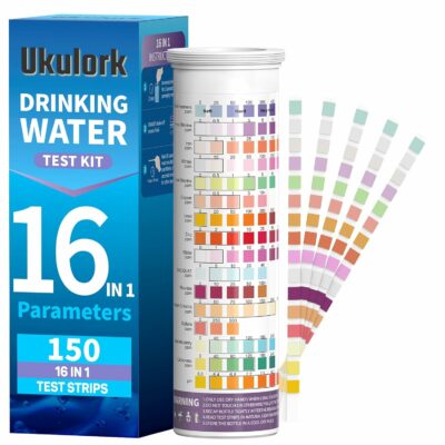 16 in 1 Home Water Testing Kits for Drinking Water, 150 Strips for Pool,Hot Tub,Aquarium,Tap and Well Water, Testing for pH, Hardness, Chlorine, Lead, Iron, Copper, Nitrate, Nitrite, etc 