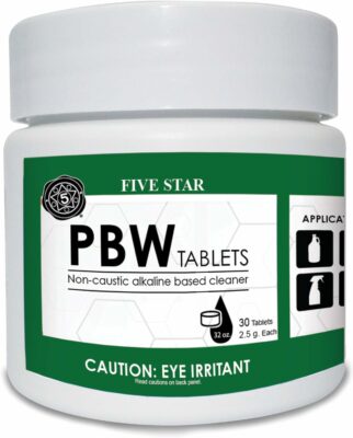 Five Star PBW Tablets - 2.5 g(1 Tablet per 32 oz. of Water) 30 ct - Bottle, Growler, Keg Cleaner