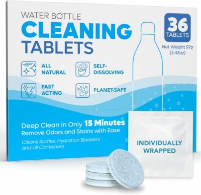 SoJourner Bags Water Bottle Cleaning Tablets - 36 Pack, Chlorine & Odor Free, Hydration Bladder and Water Bottle Cleaner Tablets, Removes Stubborn Stains & Odors