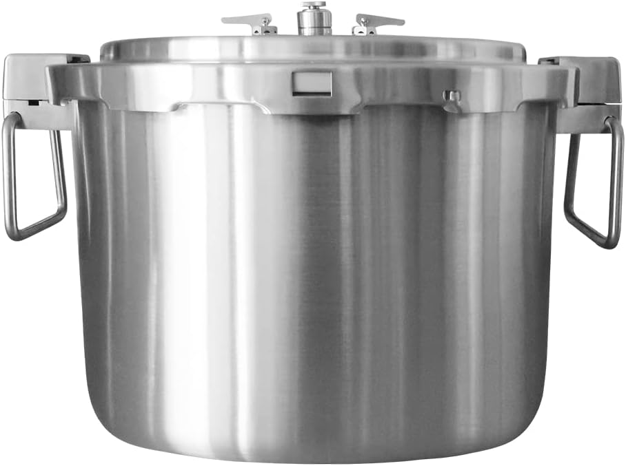 Buffalo 37 Quart Stainless Steel Pressure Cooker Extra Large Canning Pot with Rack and Lid for Commercial Use - Easy to Clean Stove Top Pressure Canner, Can Cooker - Safety Goods Certificate QCP435