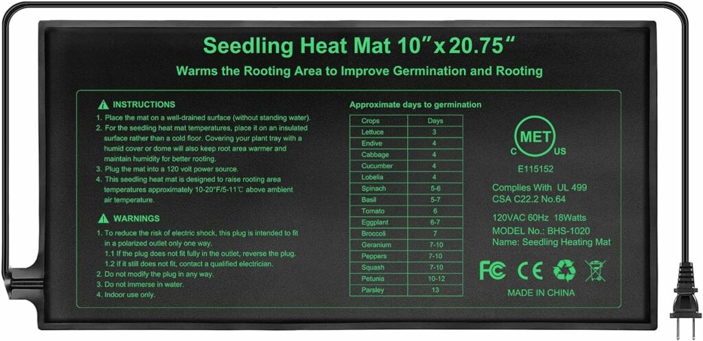 HYDGOOHO Seedling Heat Mat Hydroponic Plants Heating Pad, Seed Starting Greenhouse and Germination, Waterproof Durable Heating Pad for Indoor Home Gardening Seed Starter(10“x20.75”)